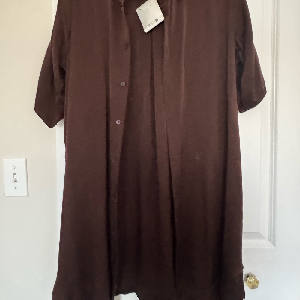 Loewe Brown Short-Sleeve Button-Front Shirt Jacket